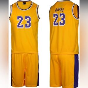 Kids LeBron James Basketball Jersey Set Lakers